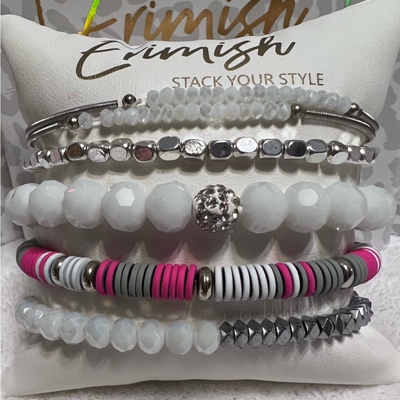 Erimish Jewelry Brand New Erimish Bracelets 6 Pc Stack Pink White